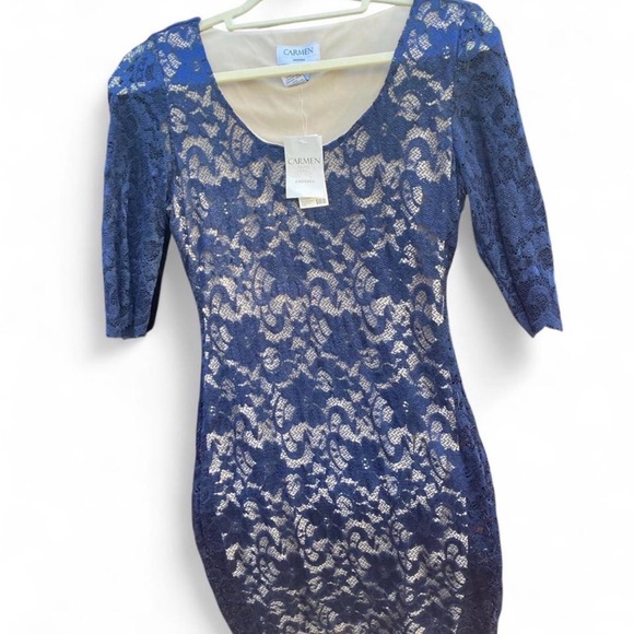 Half Sleeve Lace Meshed Midi Dress Size:2 - Picture 4 of 5